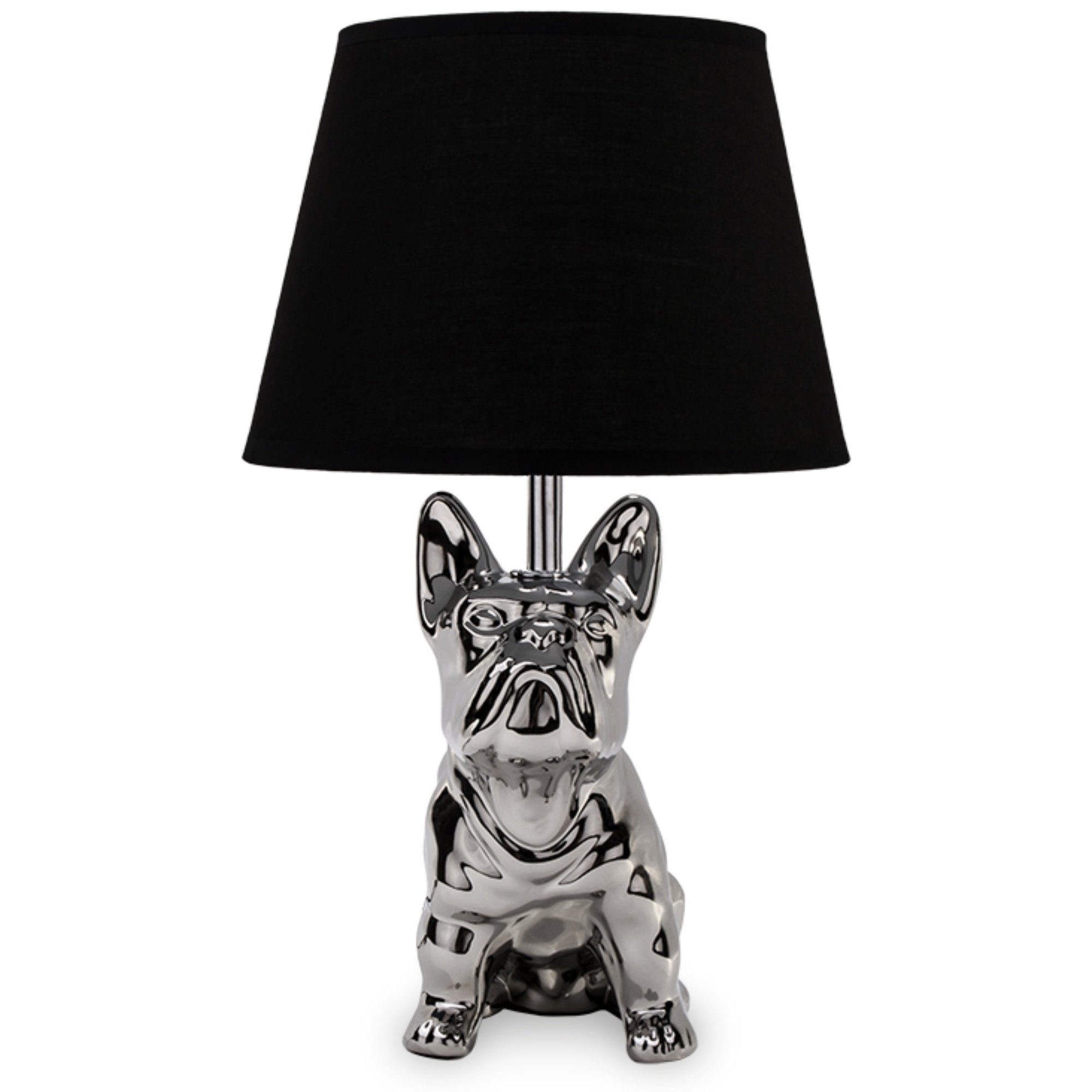 Konsimo Tischleuchte FODIO Tischlampe Tischleuchte, ohne Leuchtmittel, E14, silber/schwarz, Lampenfuß in Bulldog-Form