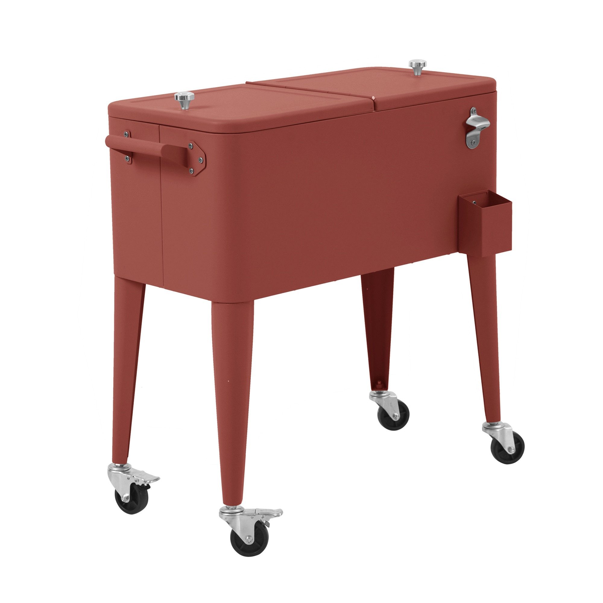 Barths Kühlbox Barths Icy – Kühlbox in Terracotta für Garten, Camping & Ausflüge, Rollbare Kühlbox mit Flaschenöffner für Garten & Camping