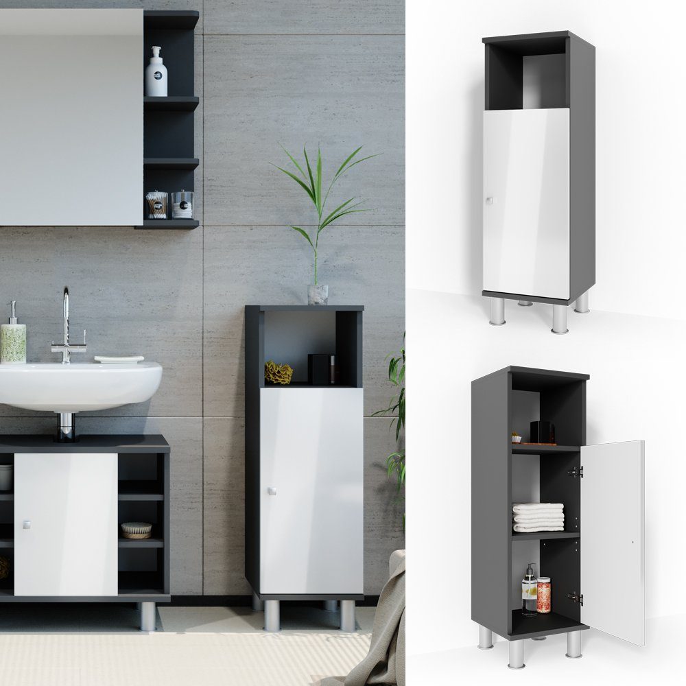 Vicco Midischrank Fynn, Weiß Hochglanz/Anthrazit, 30 günstig online kaufen