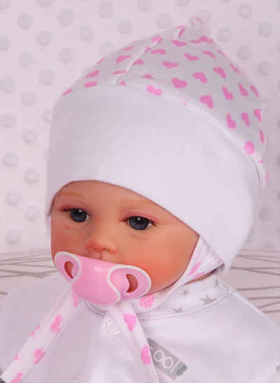 La Bortini Erstlingsmütze Mütze für Neugeborene Babymütze Baby Haube 62 68 74 40 42 44 aus reiner Baumwolle