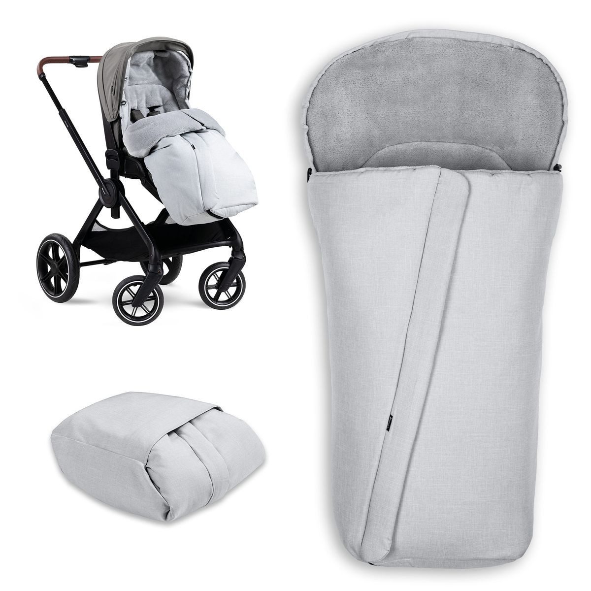 Hauck Fußsack Grau, Universal Baby Winter Fußsack für Kinderwagen und Buggy Winterfußsack