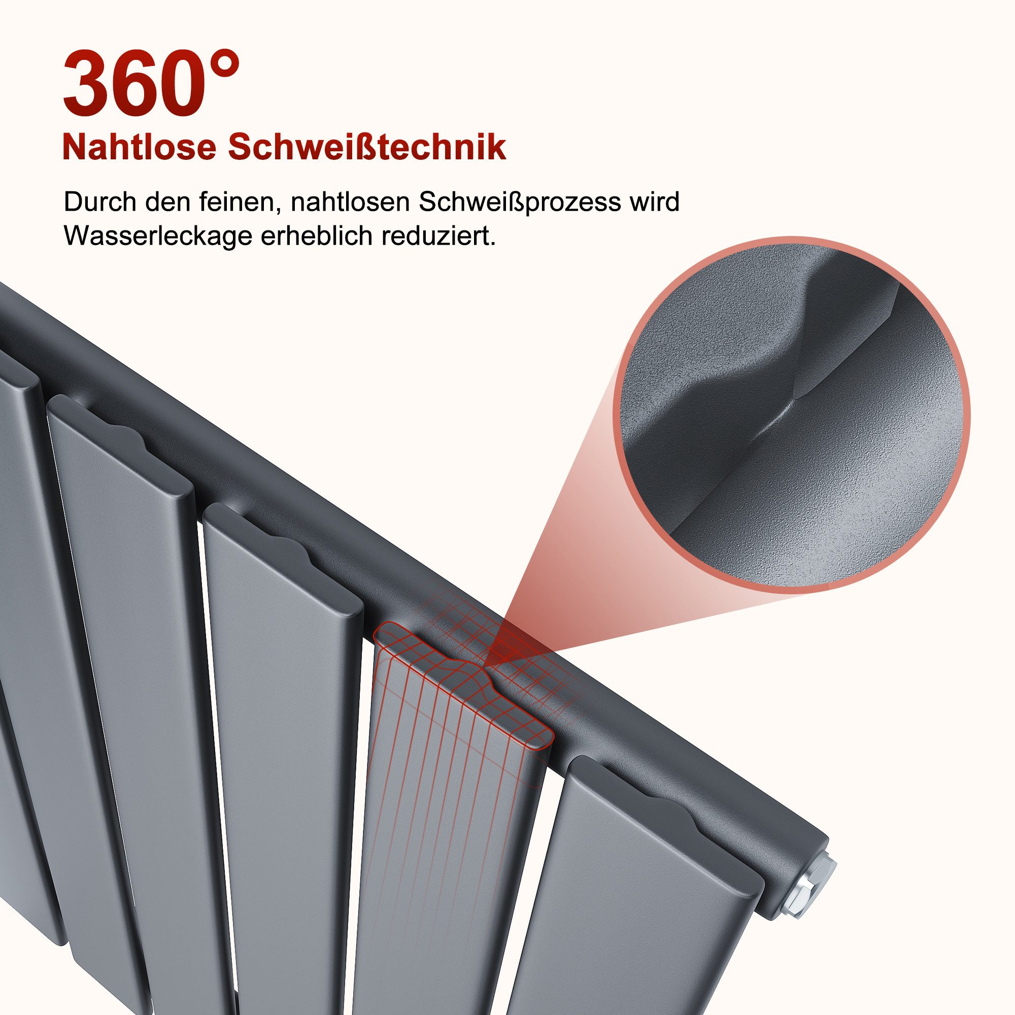 SONNI Heizkörper Vertikale Flachrohr-Heizung, SPCC Baustahl – Bild 5 von 5