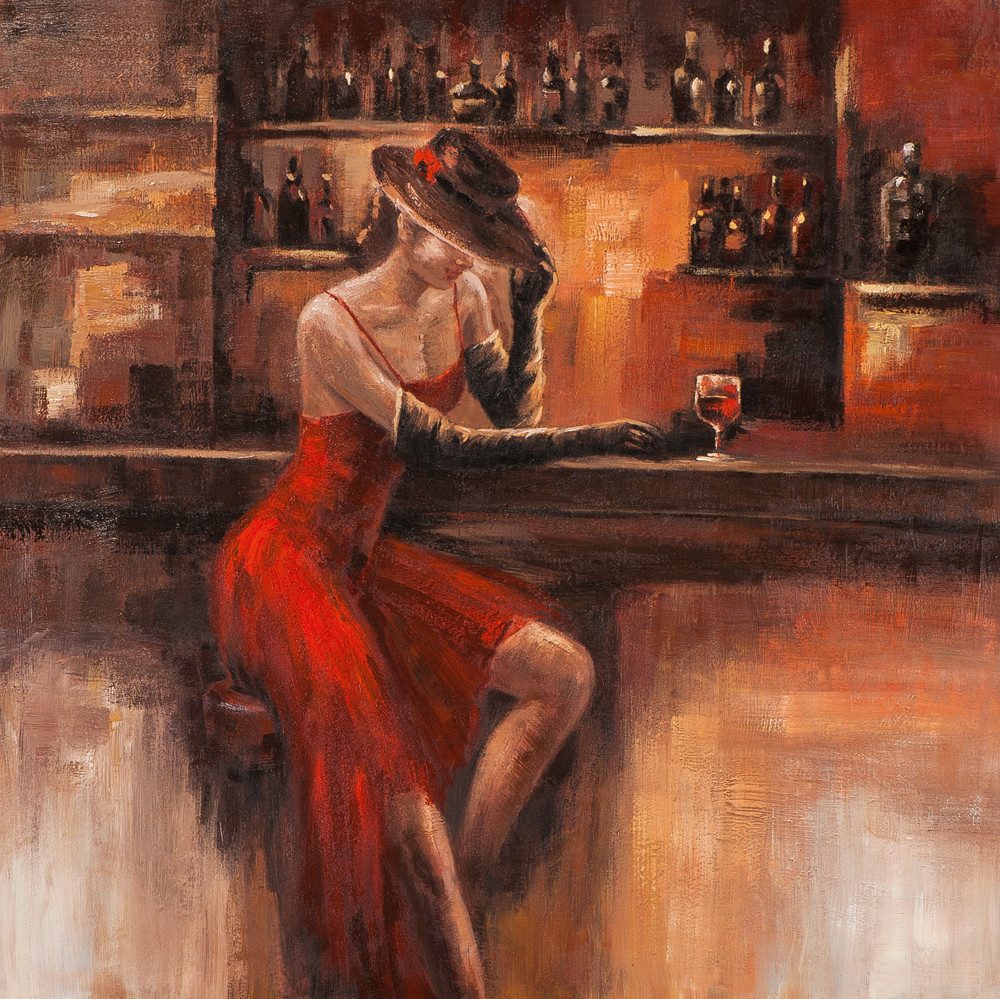 ArtUniverse Gemälde Dame an der Bar 100 x 100 cm, Menschenmotiv