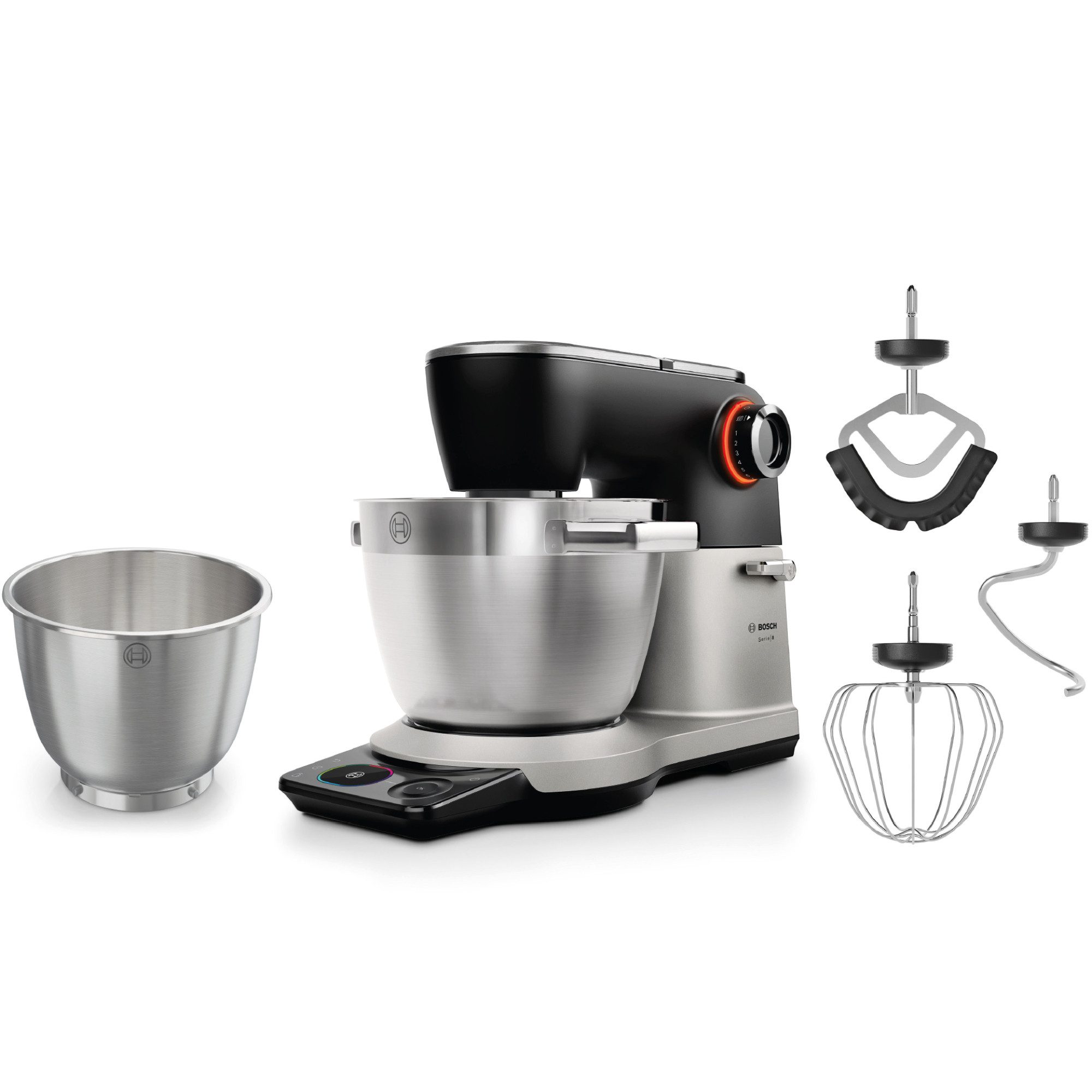 BOSCH Küchenmaschine Küchenmaschine Serie 8, MUMS8ZS18, XL 6 L Edelstahlschüssel, Waage, 1800 W, 10,2 l Schüssel, 7 Automatikprogramme, Timer, Vollmetallgehäuse, Edelstahl-Rührer