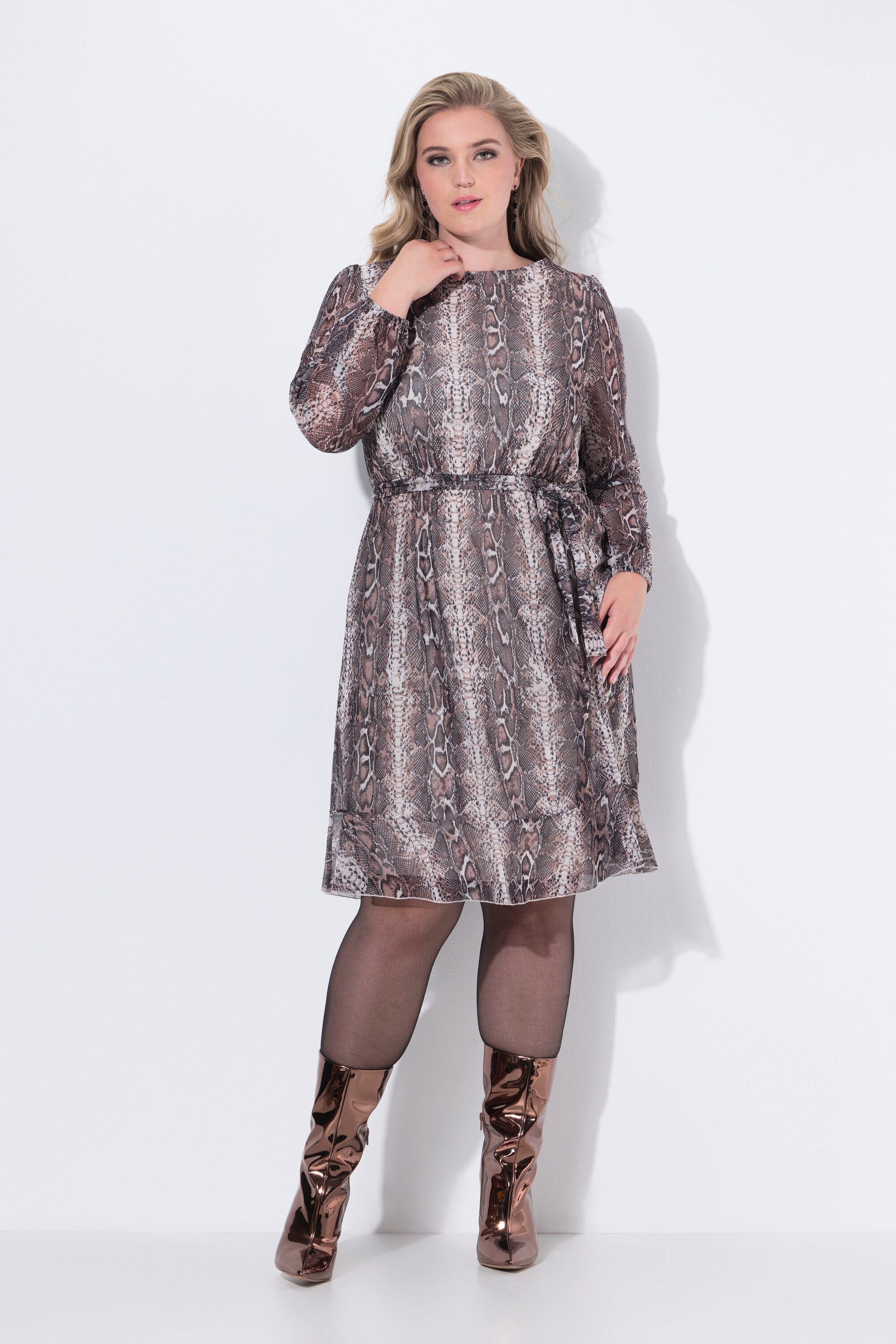 MIAMODA Minikleid Meshkleid A-Linie Schlangenmuster