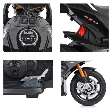 Moni Elektro-Kindermotorrad Kinder Elektromotorrad Aprilia Tuono, Belastbarkeit 25 kg, MP3, Musikfunktion, Start/Stopp-Knopf