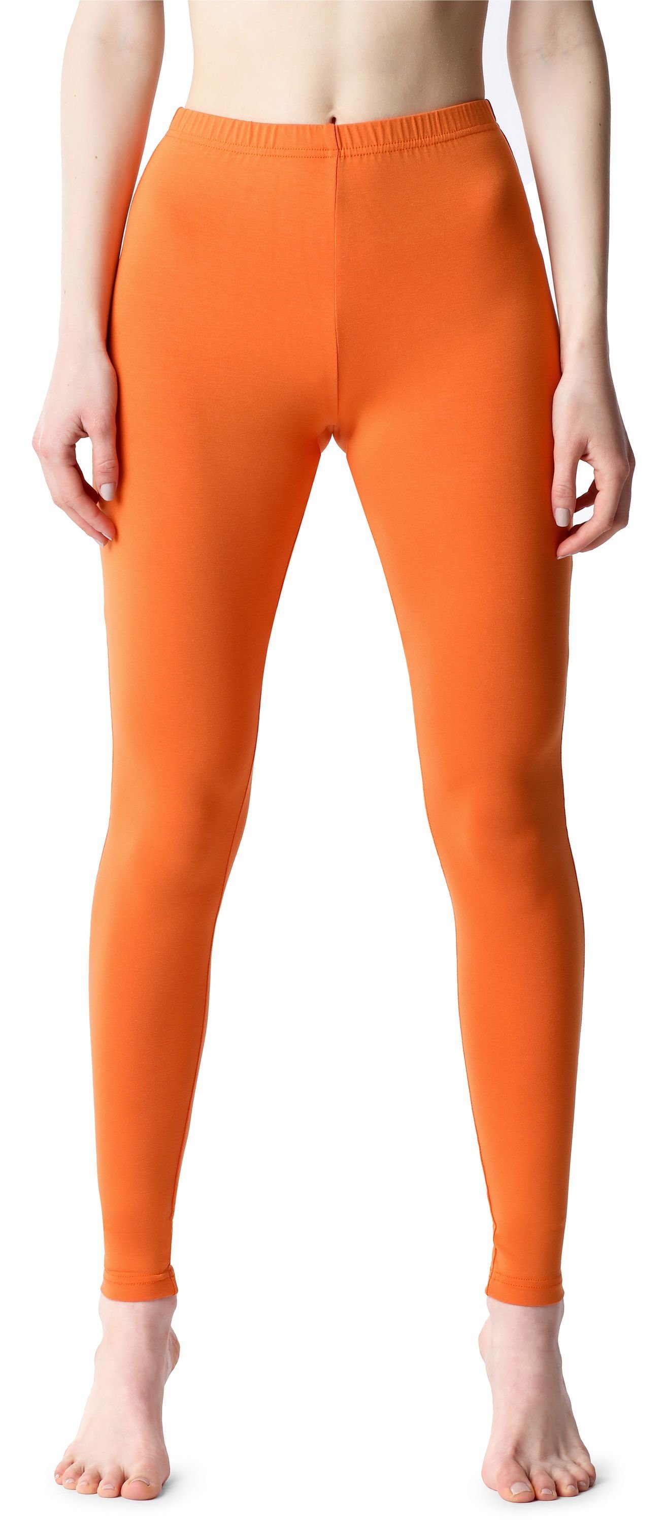 BLV50-203 Orange (1-tlg) Lange Leggings Viskose Bund aus Bellivalini Damen elastischer Leggings