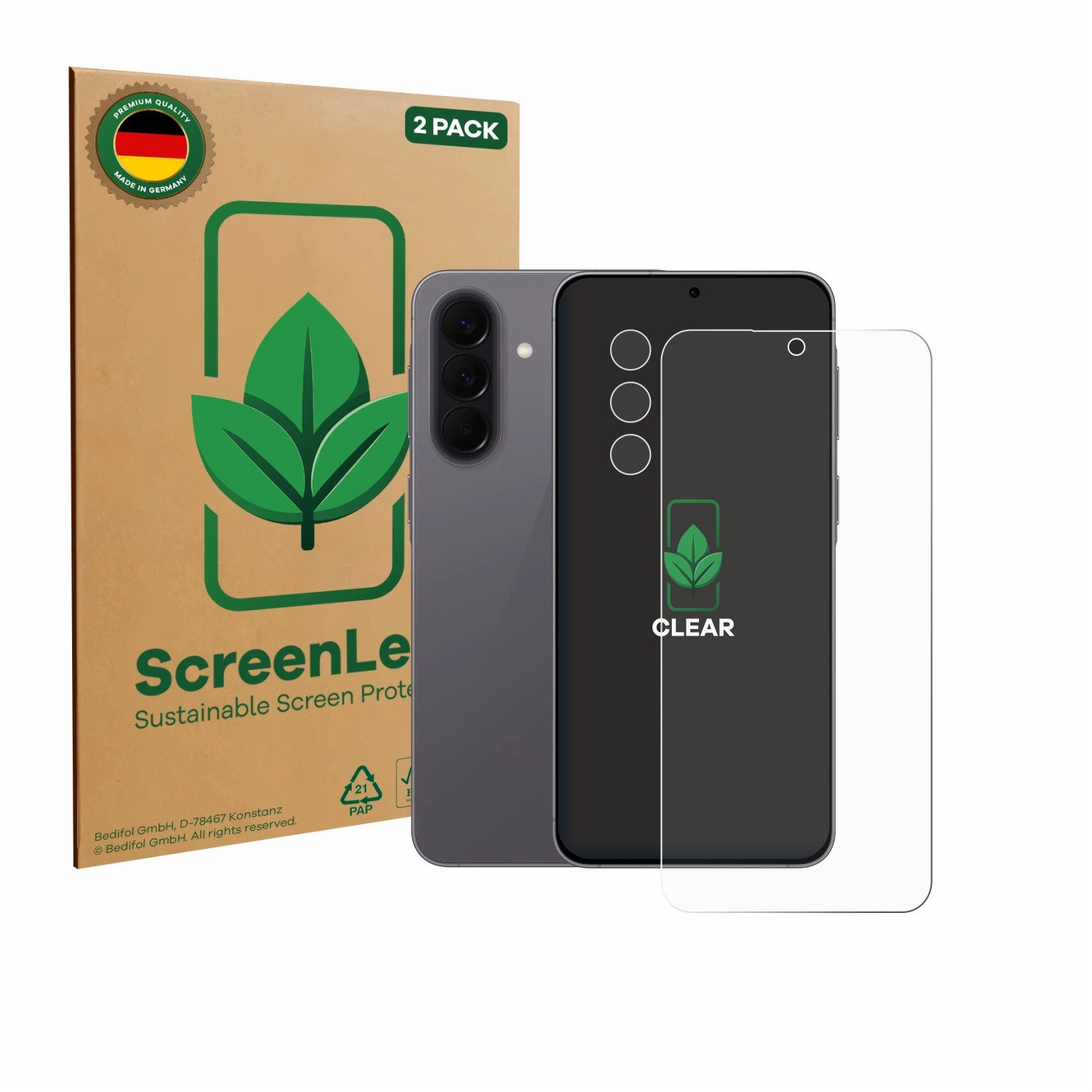 ScreenLeaf Displayschutzfolie Schutzfolie für Samsung Galaxy A57 5G (Display+Kamera), 2 Stück, Displayschutz Schutz Folie Klar Transparent