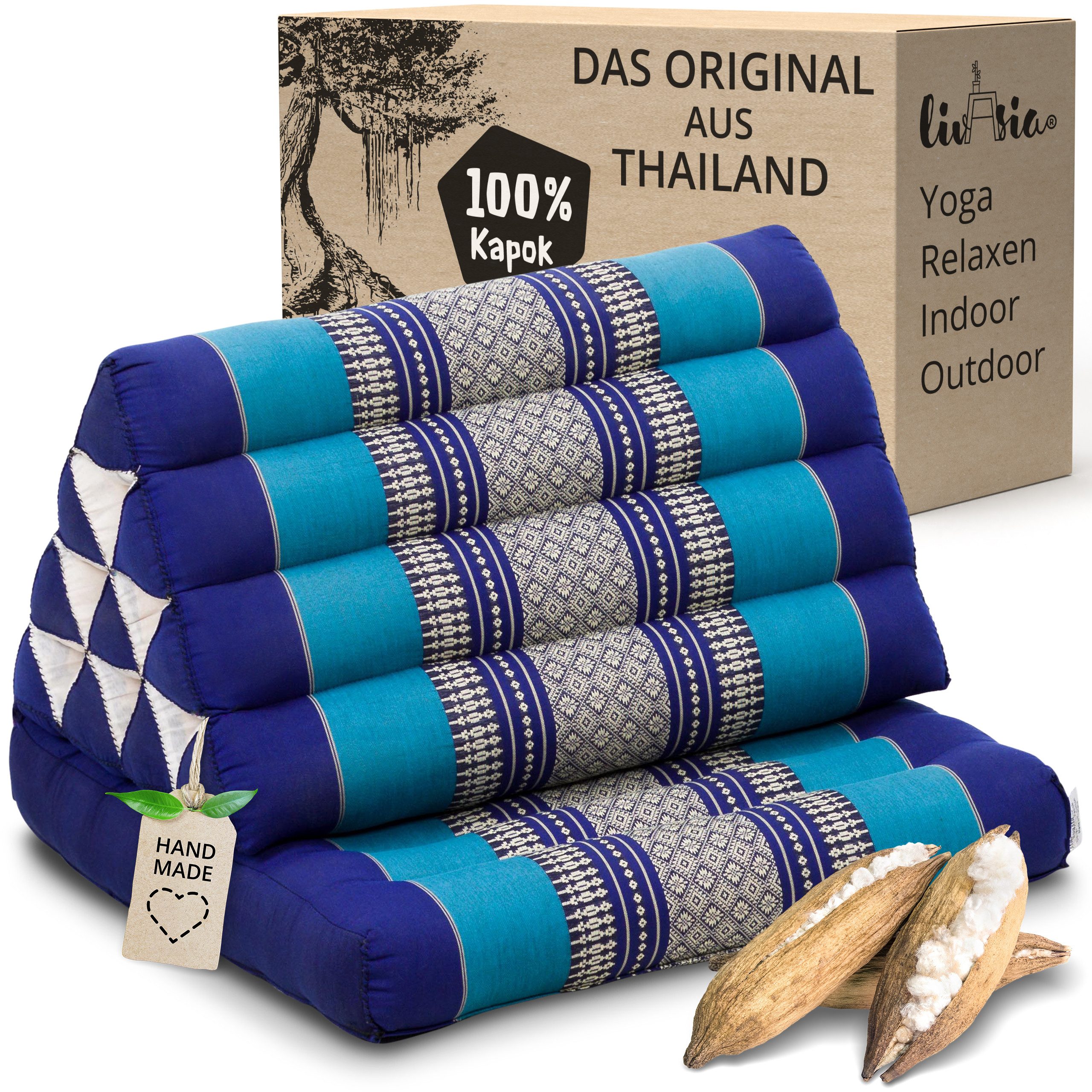 livasia Sitzsack Thaikissen 1 Auflage, vegan und handgefertigt, 75x50x8cm, Kapok