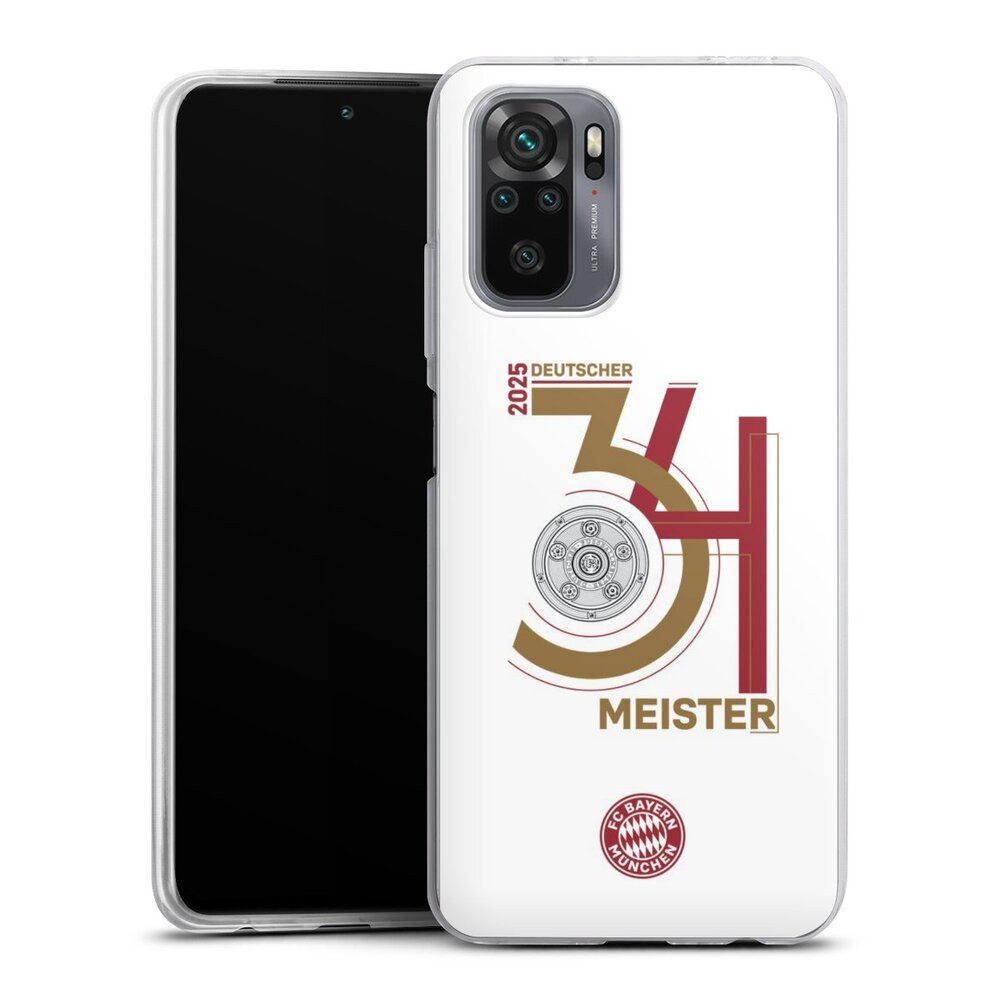 DeinDesign Handyhülle FC Bayern München Meister Offizielles Lizenzprodukt, Xiaomi Redmi Note 10 4G Slim Case Silikon Hülle Ultra Dünn Schutzhülle
