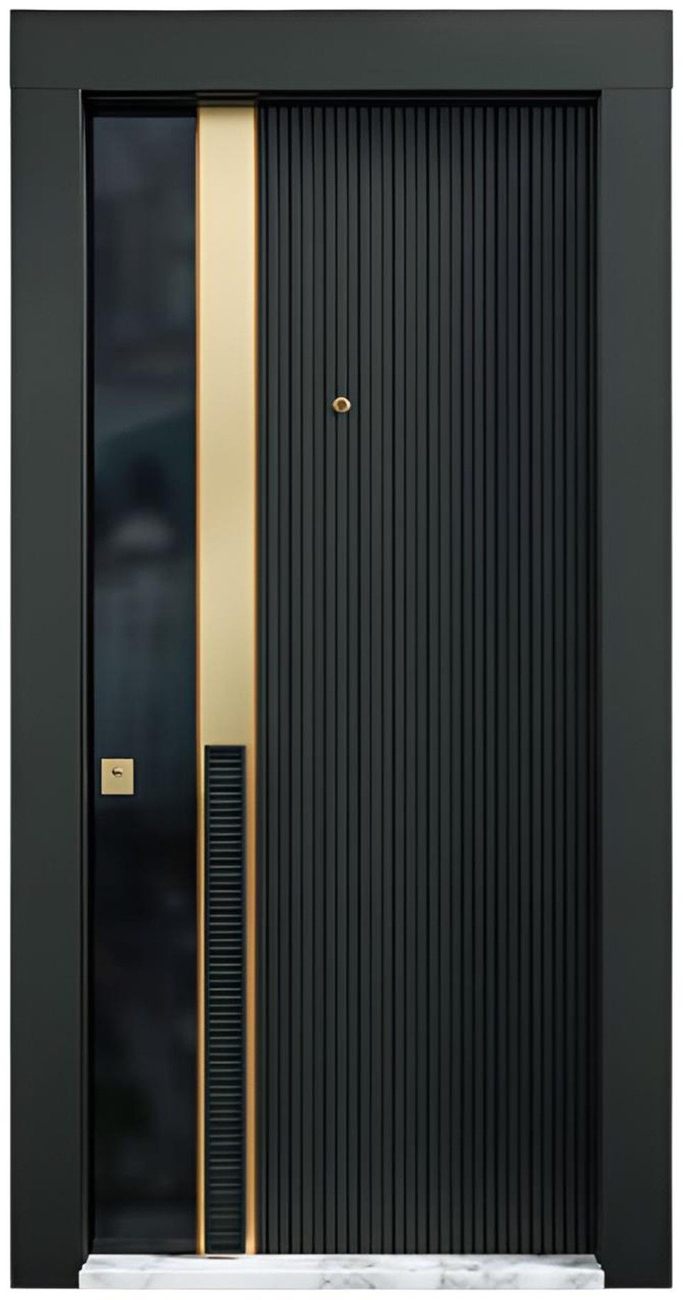 Xlmoebel Haustür Schwarz-Goldene Haustür Stylish Hotel Eingangstüren Faserplatte, Made in Europa