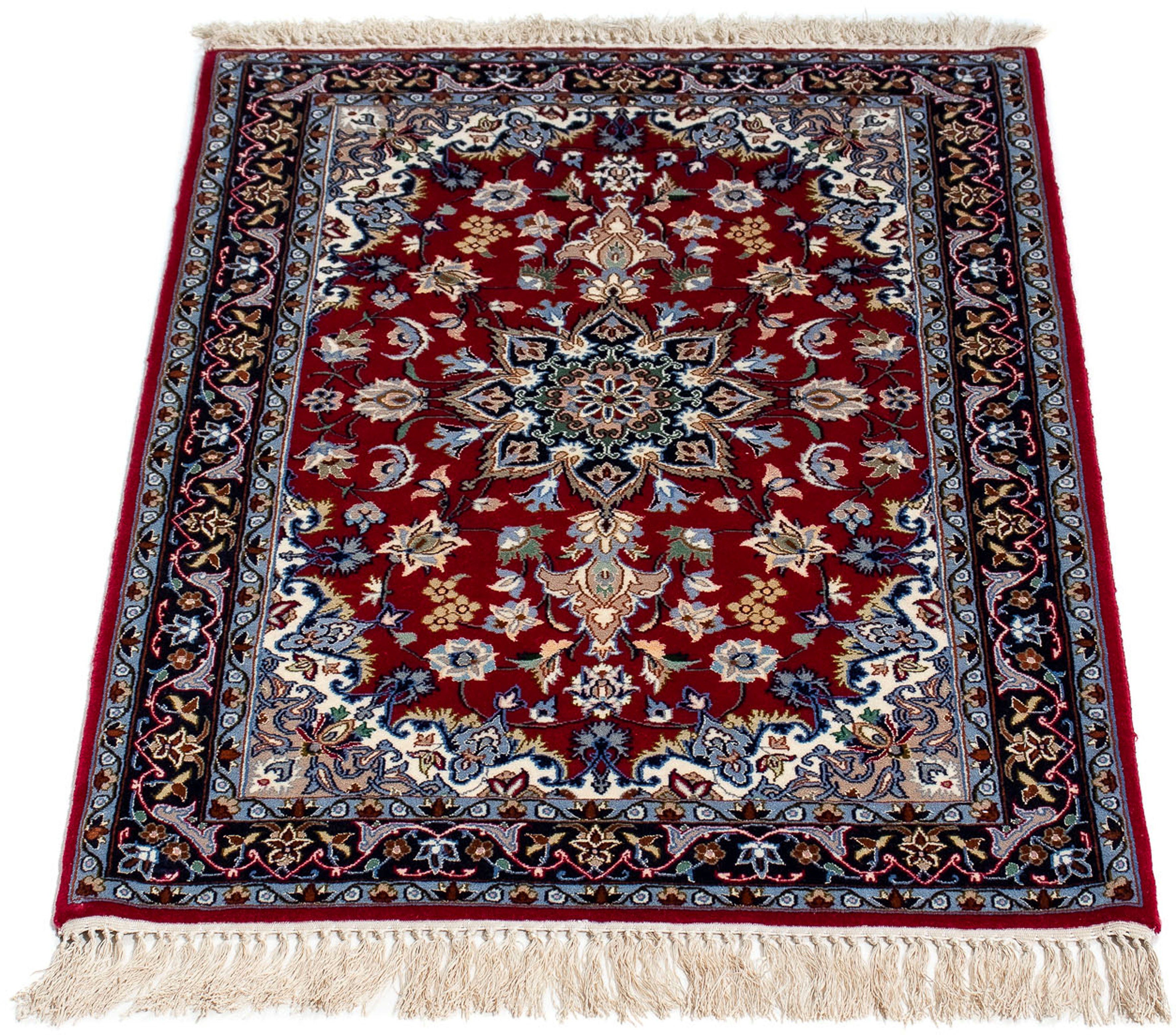 Orientteppich Perser - Isfahan - Premium - 100 x 70 cm - dunkelrot, morgenland, rechteckig, Höhe: 6 mm, Wohnzimmer, Handgeknüpft, Einzelstück mit Zertifikat