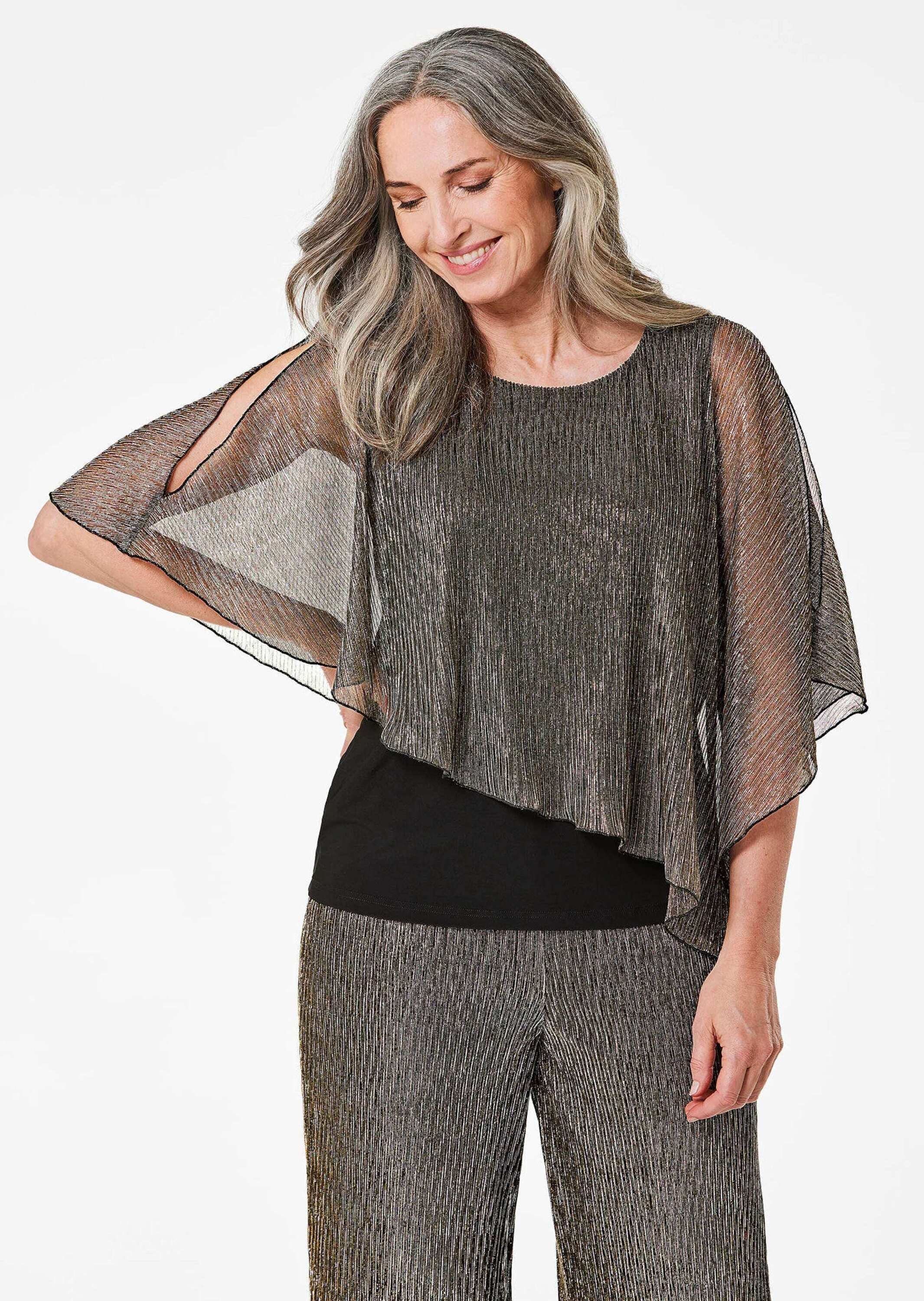 Print-Shirt Jerseyshirt mit Glanzakzenten