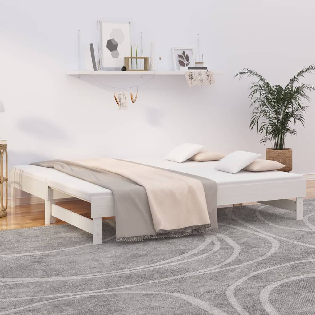 vidaXL Bett, Tagesbett Ausziehbar Weiß 2x(75x190) cm Massivholz Kiefer günstig online kaufen