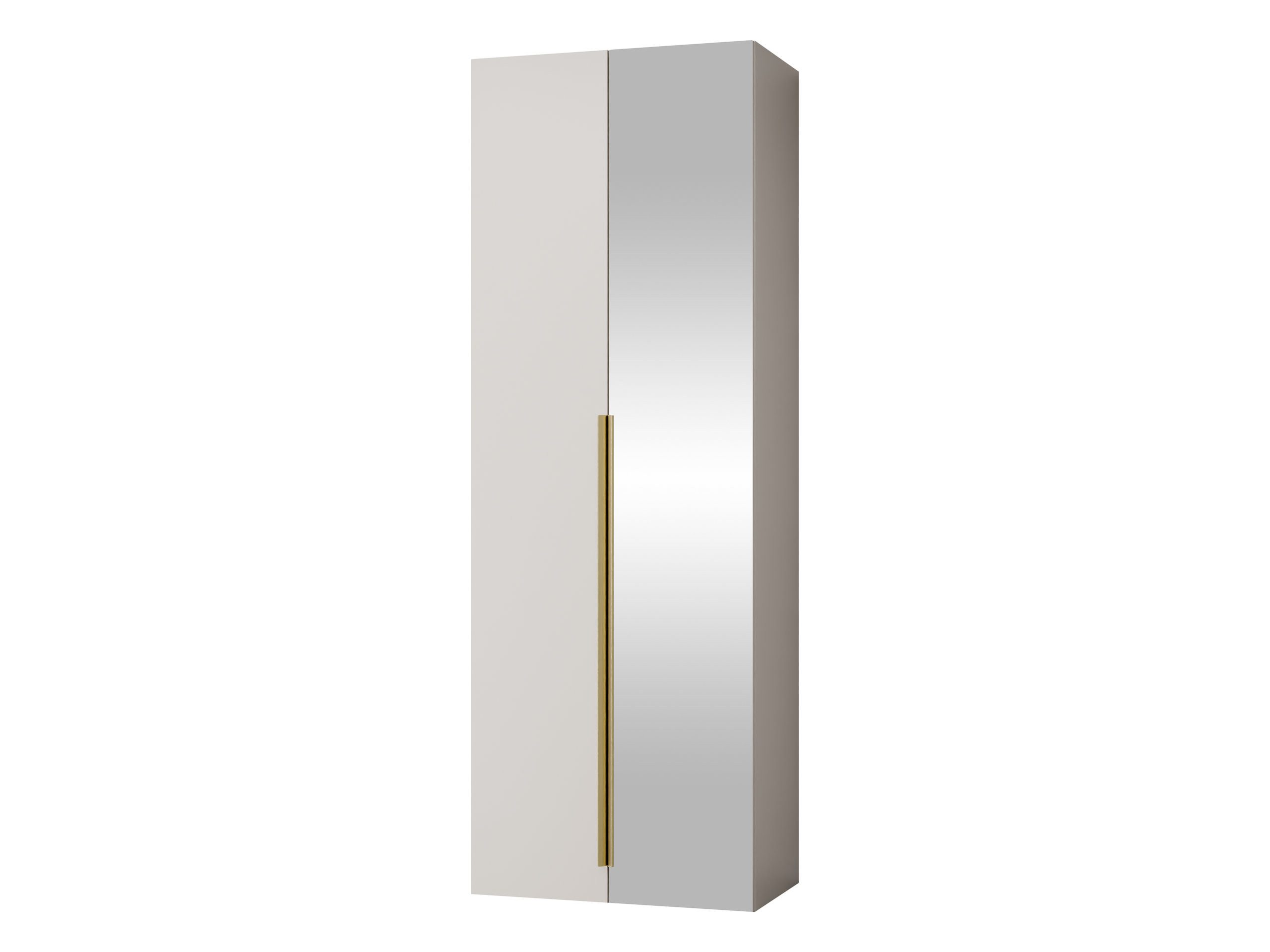 MIRJAN24 Kleiderschrank Kerkin 2D mit Spiegel (mit zwei Drehtüren) 70x42x200 cm, Griffe aus Metall in der Farbe Gold