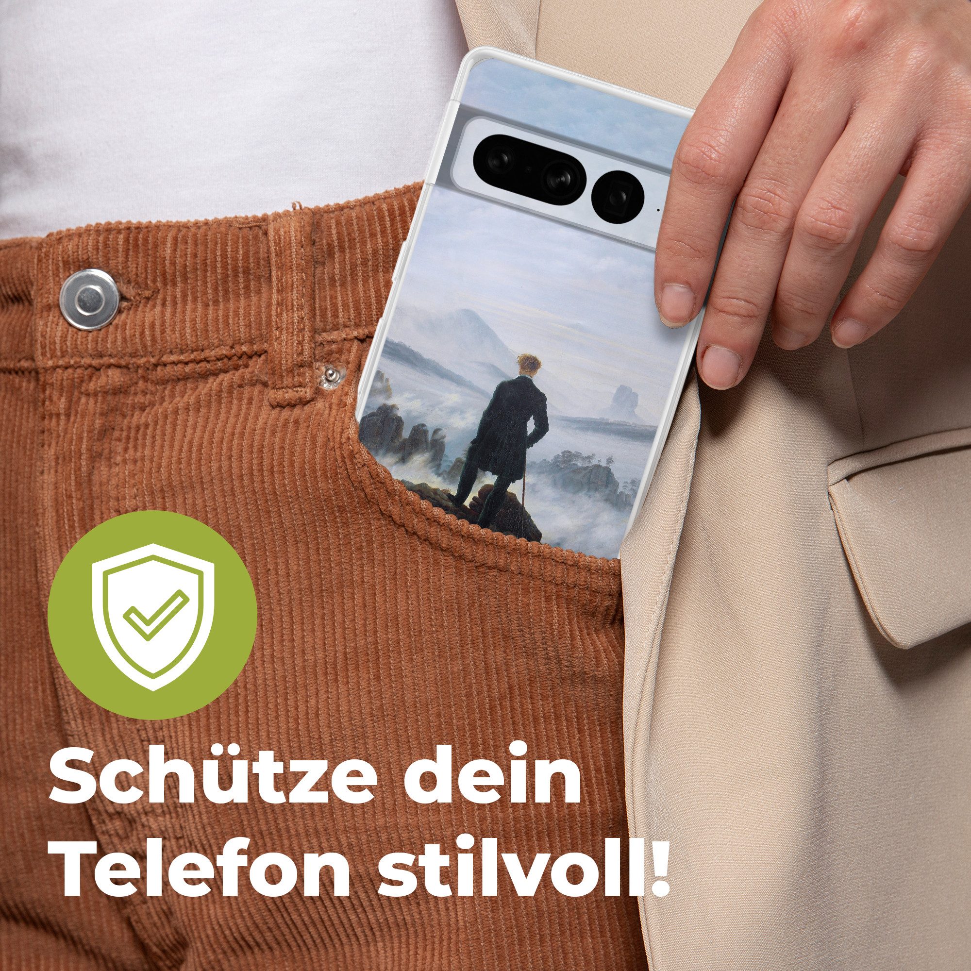 MuchoWow Handyhülle für Google Pixel 7 Pro Der Wanderer über dem Nebelmeer - Caspar David, Phone Case, Silikon, Schutzhülle Dünn
