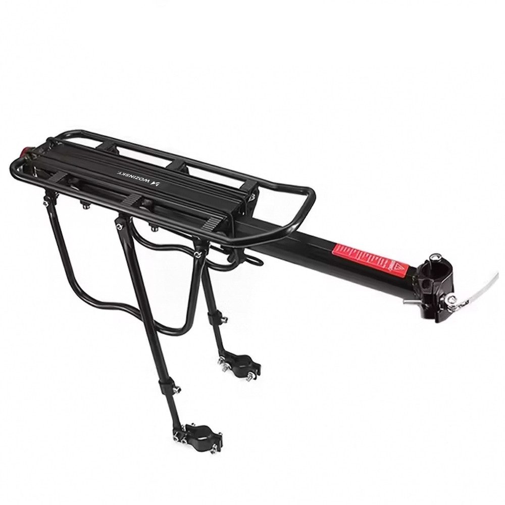Wozinsky Fahrrad-Gepäckträger Hinterradträger Lastenträger Sattelstützenträger (Spar-Set, 1-St., 33,5-43,5 cm verstellbar), bis 50 kg belastbar, verstellbar, Reflektor, Alu