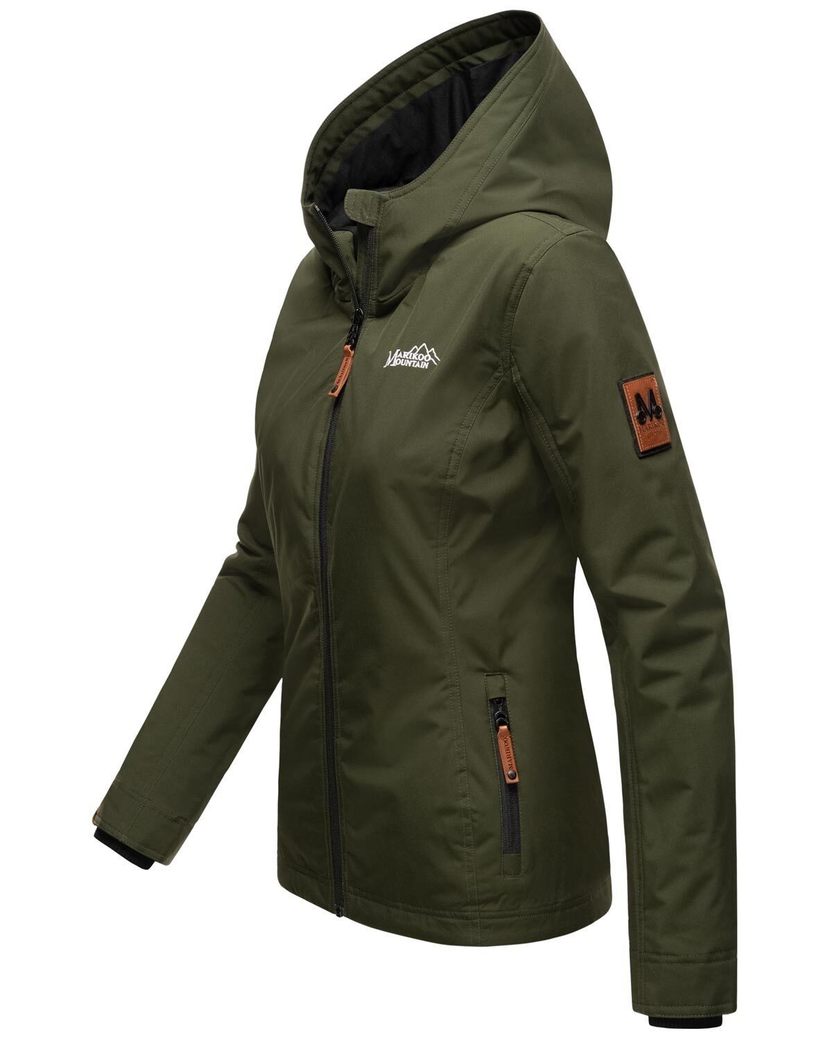 Marikoo Outdoorjacke Brombeere Sportliche Übergangsjacke mit Kapuze und schützendem Kragen