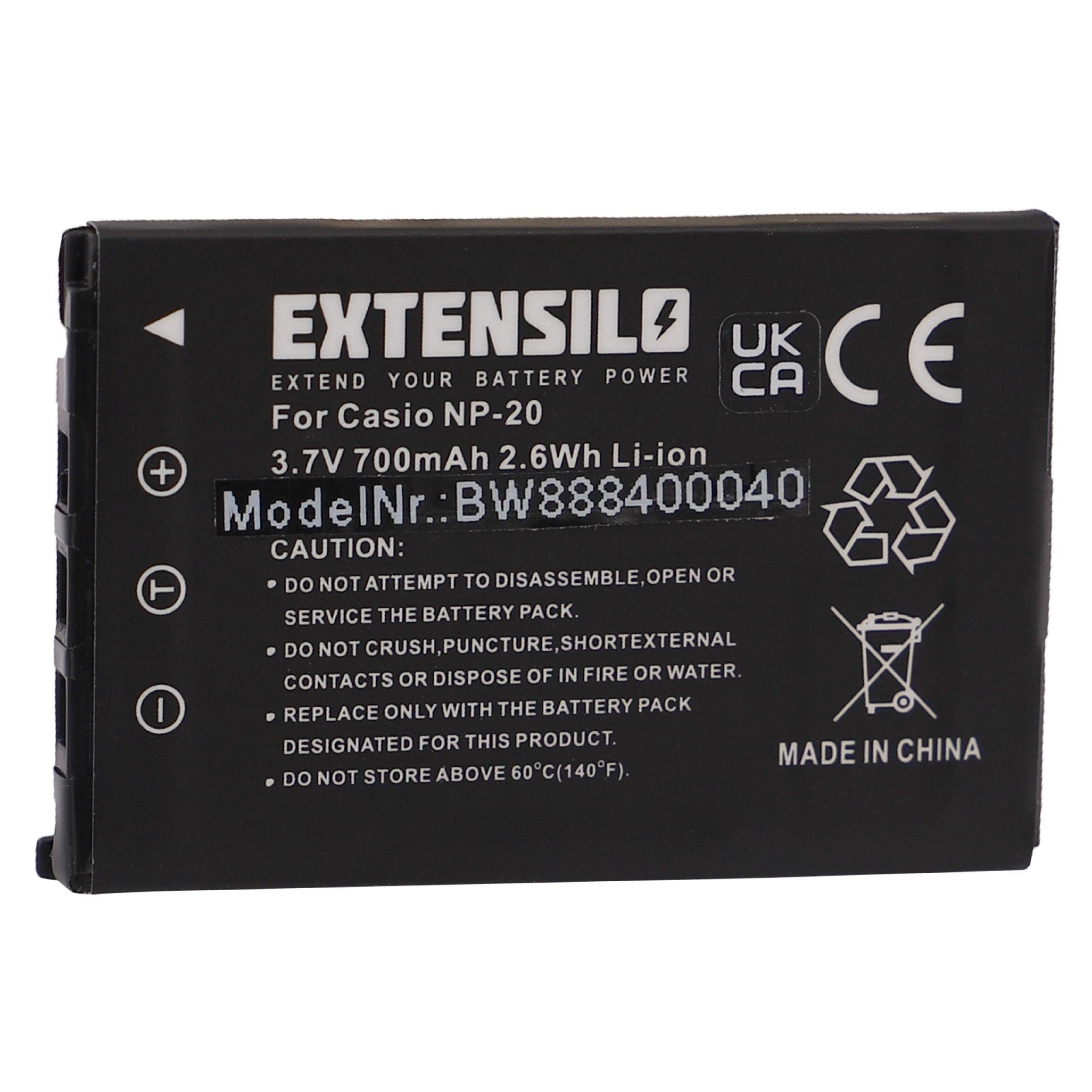 Extensilo passend Exilim Kamera-Akku EX-Z8, EX-Z70, SX-S770, Casio mAh EX-Z65, für EX-Z60, 700