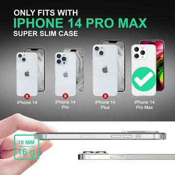 Nalia Smartphone-Hülle Apple iPhone 14 Pro Max, Klare Hybrid Hülle / Harte Rückseite / Kratzfest / Super Transparent
