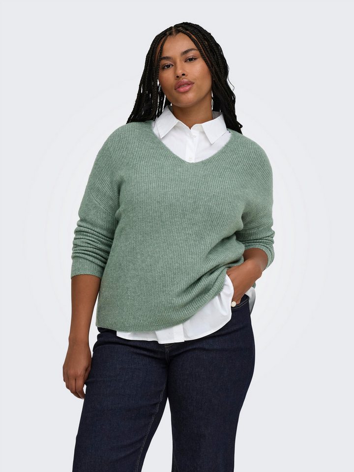ONLY CARMAKOMA Strickpullover CARCAMILLA V-NECK L/S PULLOVER KNT NOOS Materialmix