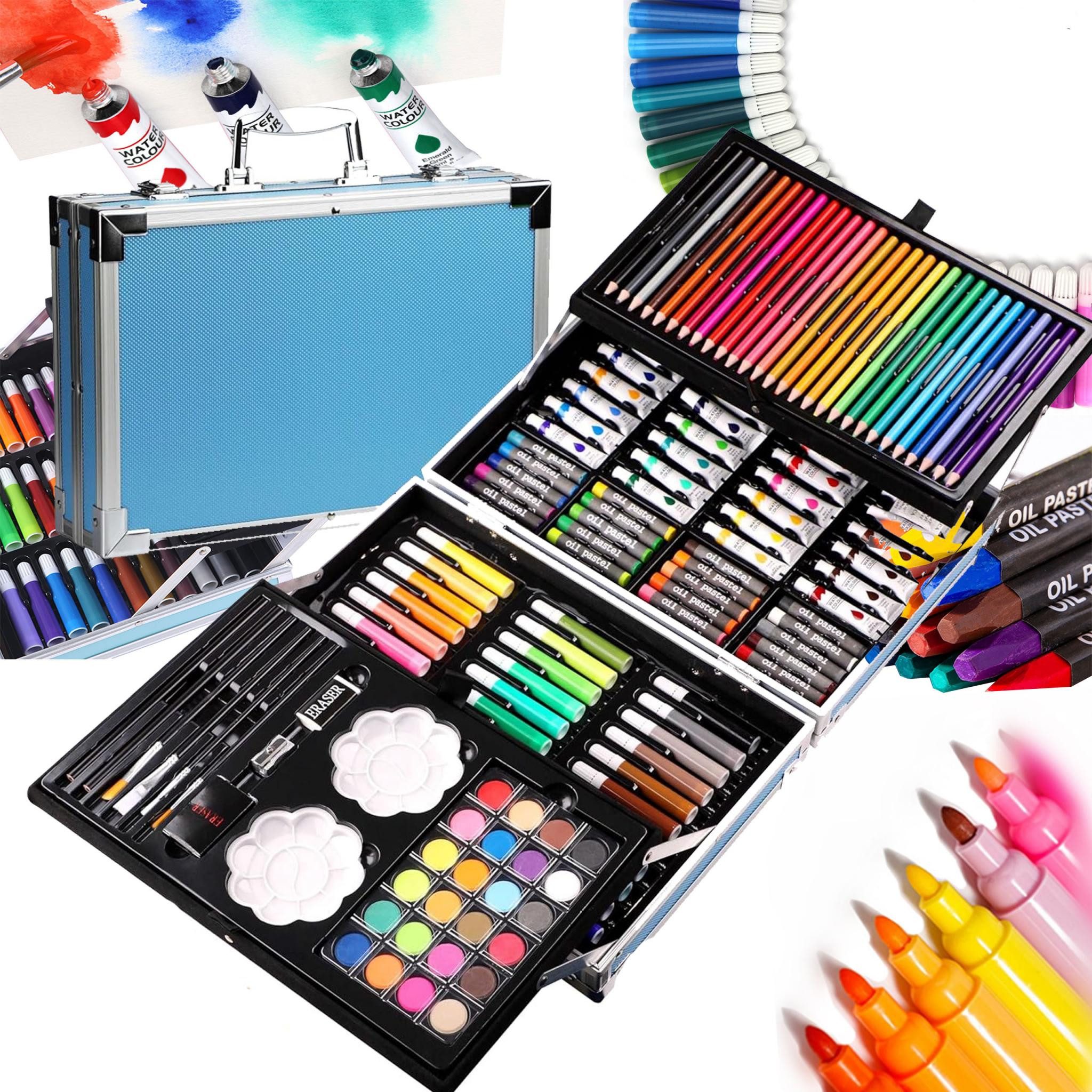 LA CUTE Malstift 145-teiliges Mal- und Zeichenkoffer-Set für Kinder & Erwachsene, (Künstlerbedarf-Set mit Buntstiften, Markern, Farben & Zubehör, Komplettes 145-teiliges Malset für kreative Künstler), 145-teiliges Malset mit Aluminiumkoffer – perfekt für Kinder