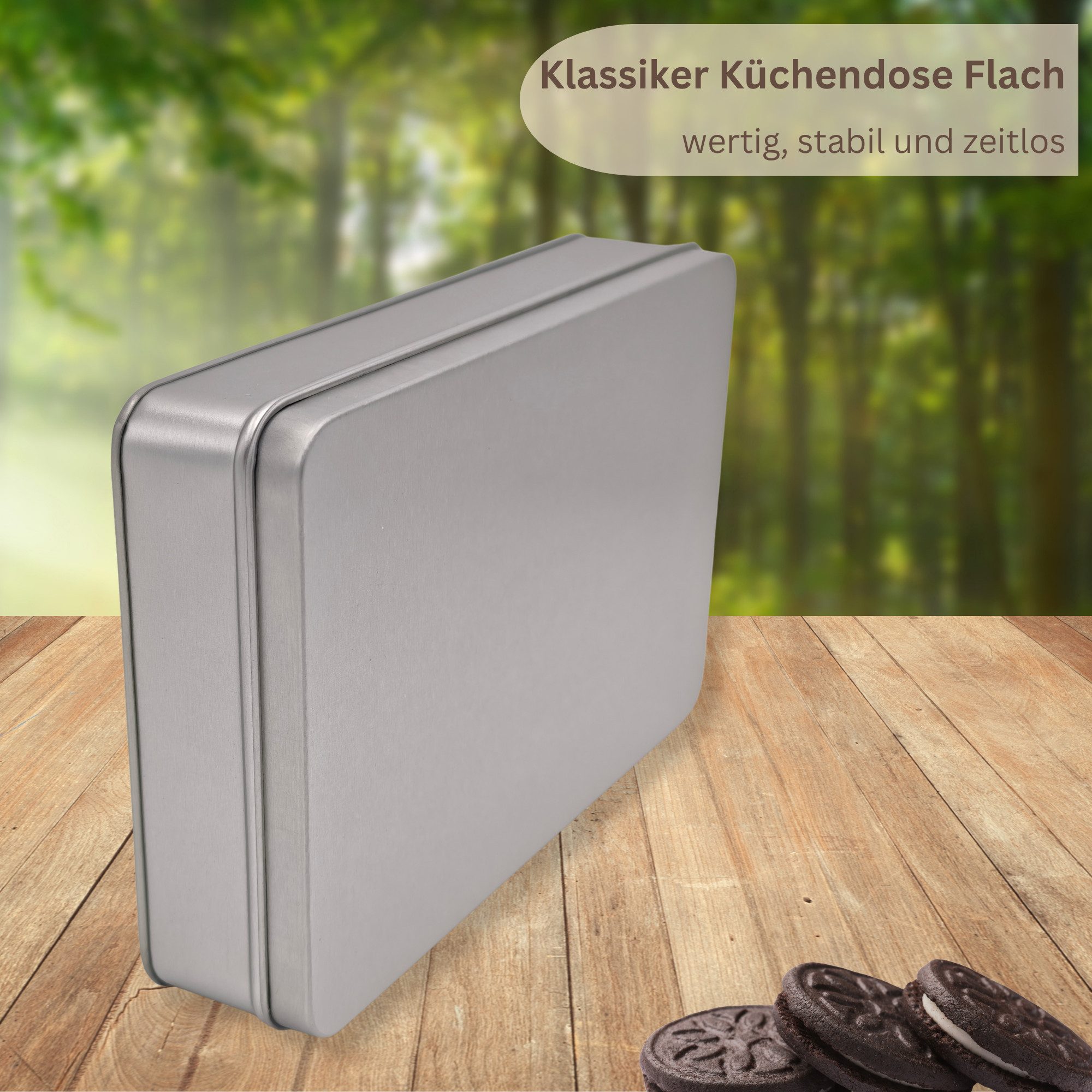 MediMuc Keksdose Klassiker Vorratsdose mit Stülpdeckel Flach, Metalldose – Bild 2 von 5