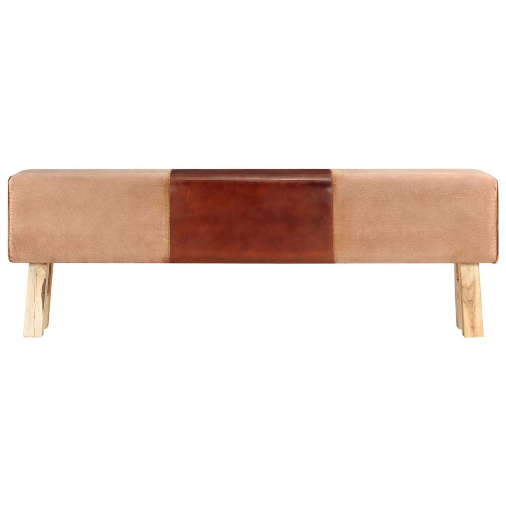vidaXL Essbank Bank Turnbock-Design 160cm Braun Echtleder Massivholz