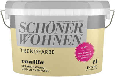 SCHÖNER WOHNEN-Kollektion Wand- und Deckenfarbe Trendfarbe, 1 Liter, Vanilla, hochdeckende Wandfarbe - für Allergiker geeignet