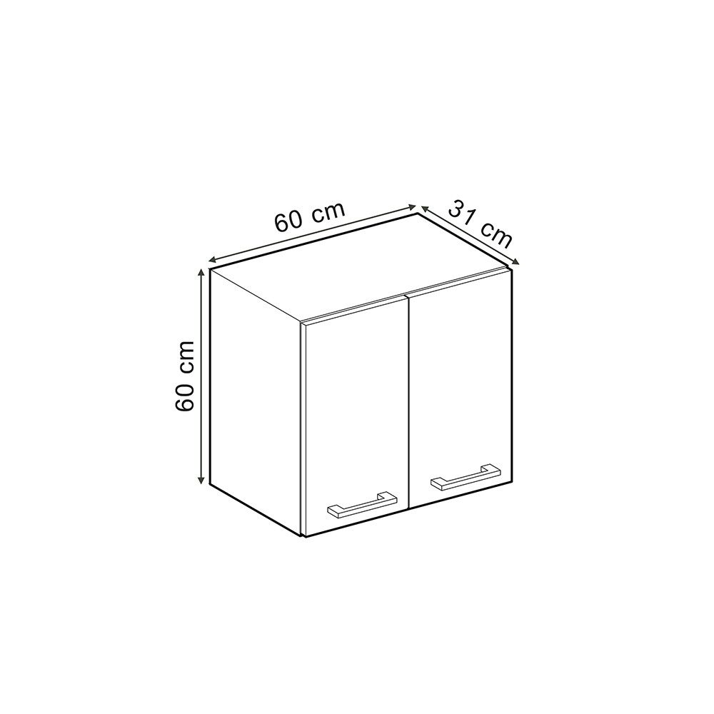 Vicco Hängeschrank R-Line, Schwarz Beton/Weiß, 60 cm (1-St)