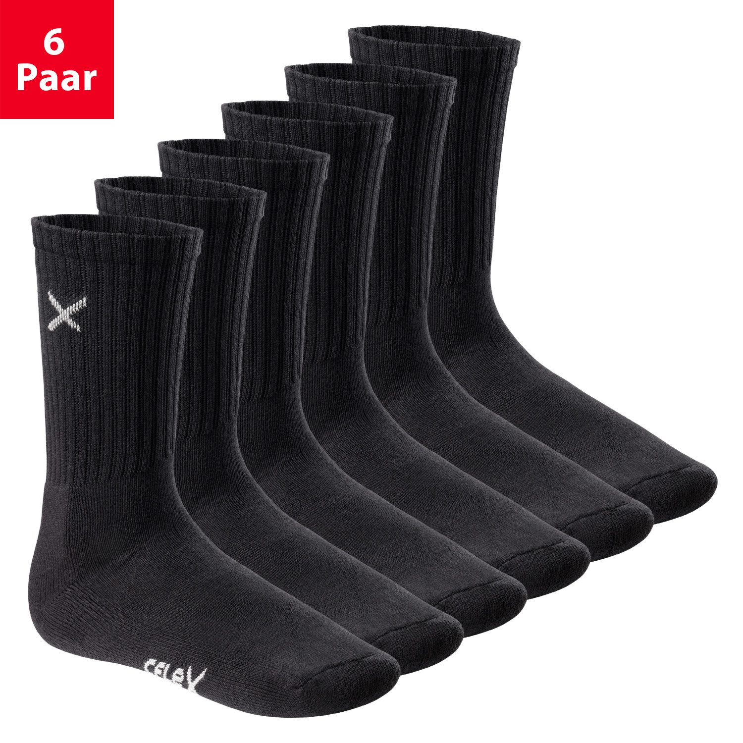 Sportsocken Lifestyle Crew Socks (6 Paar) für Damen & Herren - Frotteesohle