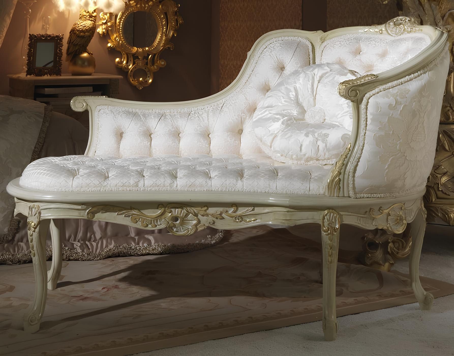 JVmoebel Chaiselongue Elegantes Chesterfield Sofa in Weiß mit luxuriöser Polsterung, 1 Teile, Made in Europa