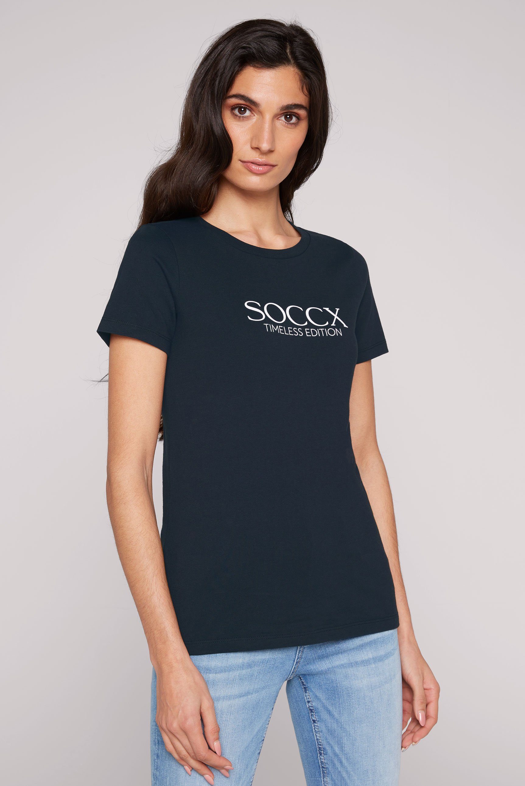 tailliert SOCCX Baumwolle, Rundhalsshirt Minimal aus
