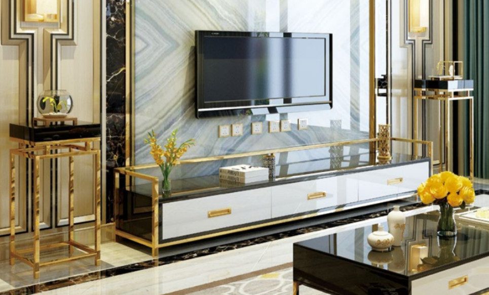 Xlmoebel TV-Schrank Modernes Wohnzimmer-Sideboard mit RTV-Regal und Holz-Elementen (Sideboard mit Blumenständer) Hergestellt in Europa