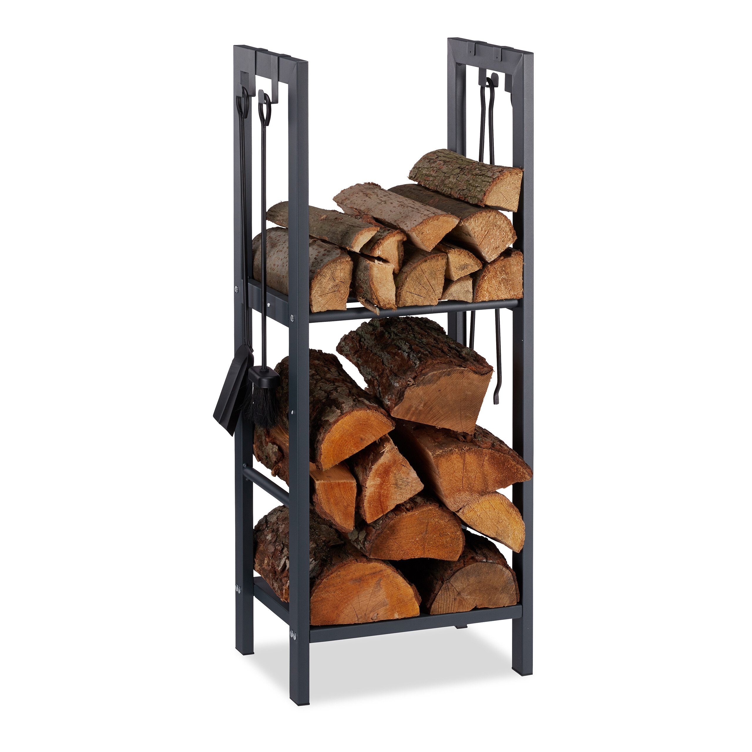 relaxdays Kaminholzregal mit 2 Ablage, BxTxH:40x30x100 günstig online kaufen