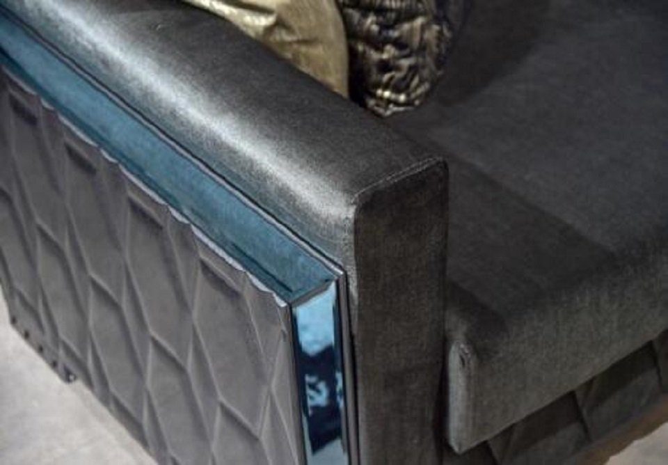 Sitzer Grau Wohnzimmer 3-Sitzer Luxus Metall JVmoebel Textil 3 Möbel Dreisitzer Sofa mit