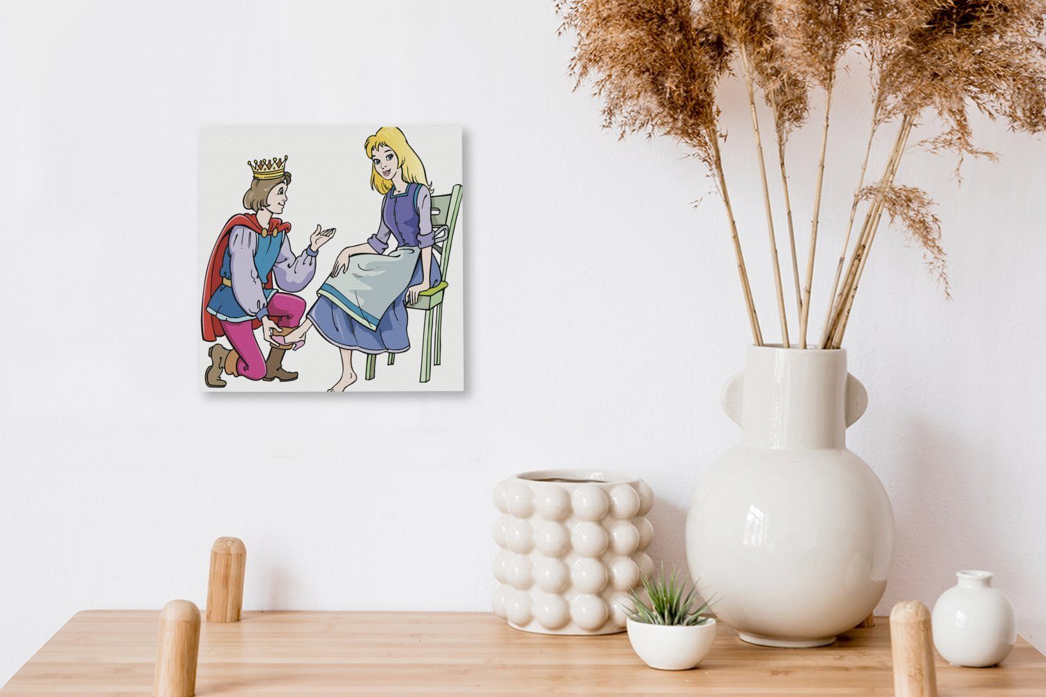 Leinwandbild Illustration Wohnzimmer St), Glaspantoffel, Schlafzimmer Bilder Anbringens Aschenputtels für (1 OneMillionCanvasses® von des Leinwand