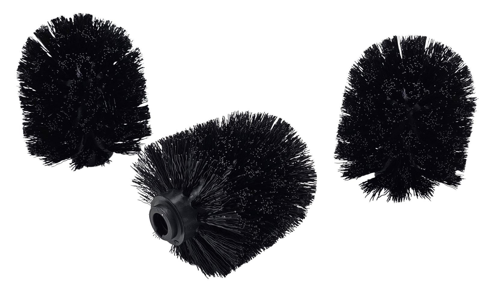Bambelaa! WC-Reinigungsbürste WC Bürstenkopf Ersatz 3er Set M12 Gewinde 80 mm Schwarz 9 cm