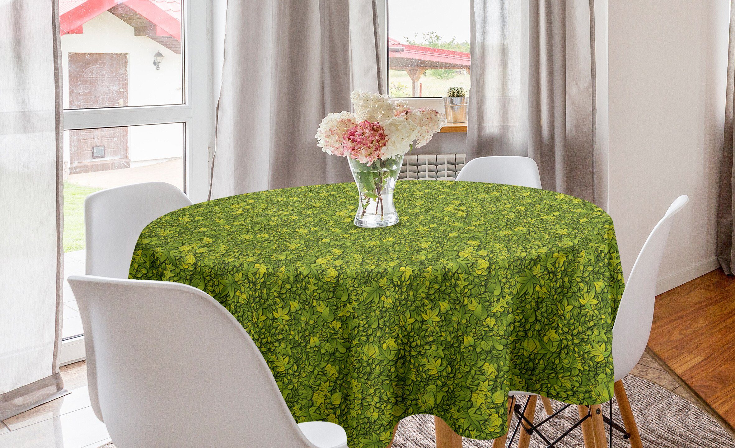Abakuhaus Tischdecke Kreis Tischdecke Abdeckung für Esszimmer Küche Dekoration, Natur Laub Woody Umwelt