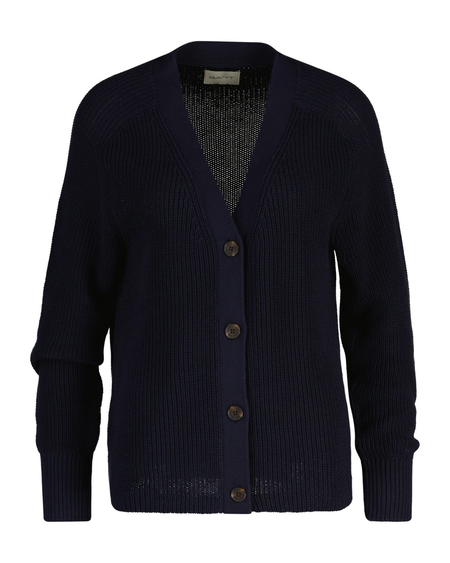 Gant Cardigan RIBBED KNIT COTTON Regular fit mit V-Ausschnitt