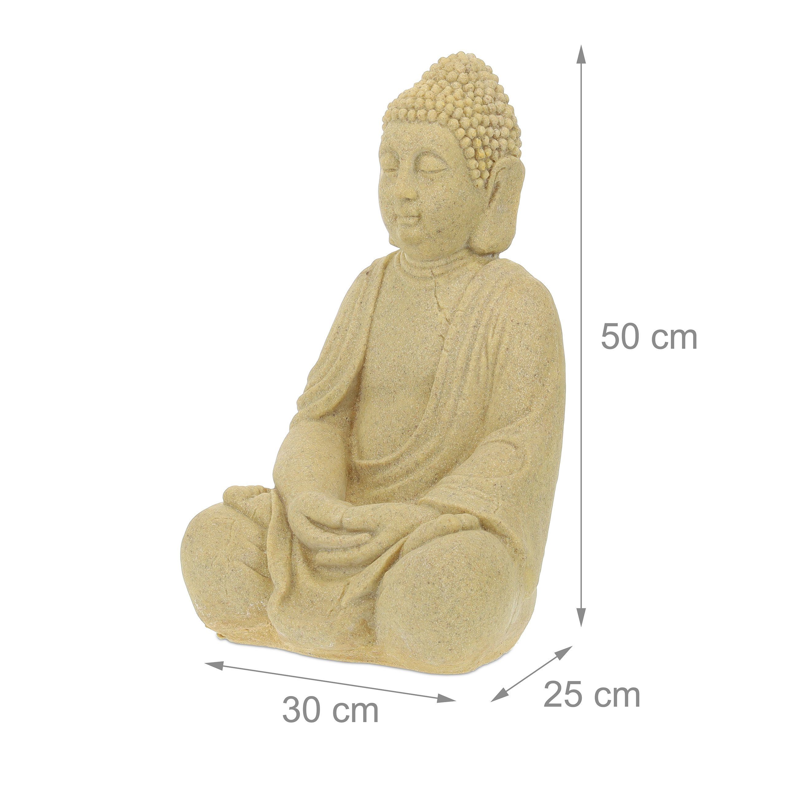 relaxdays Buddhafigur Sand 50 Buddha Beige cm, Figur