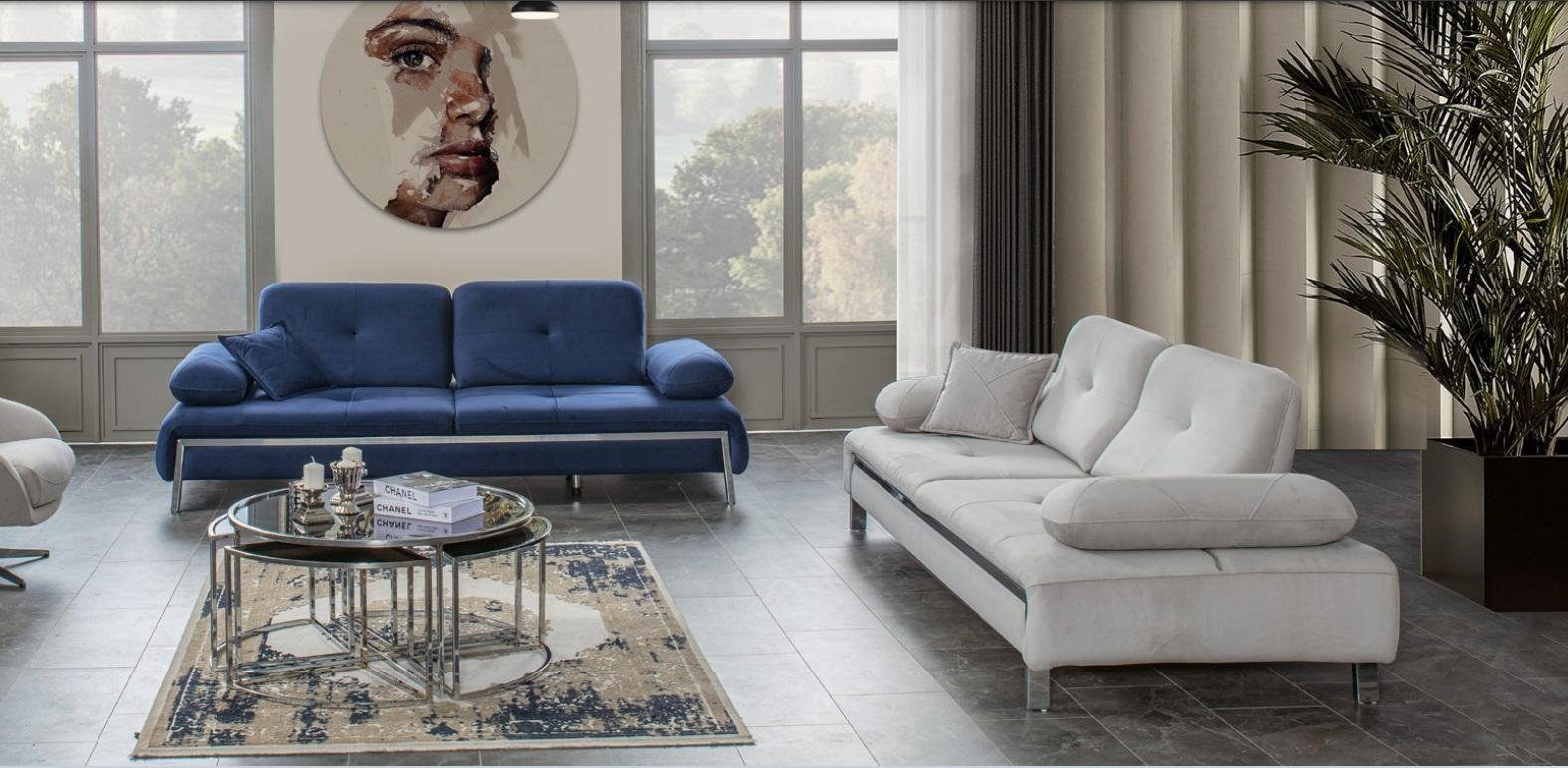 JVmoebel Sofa Designer Sofagarnitur 3+3 Sitzer Sofa Couch Stoff Set