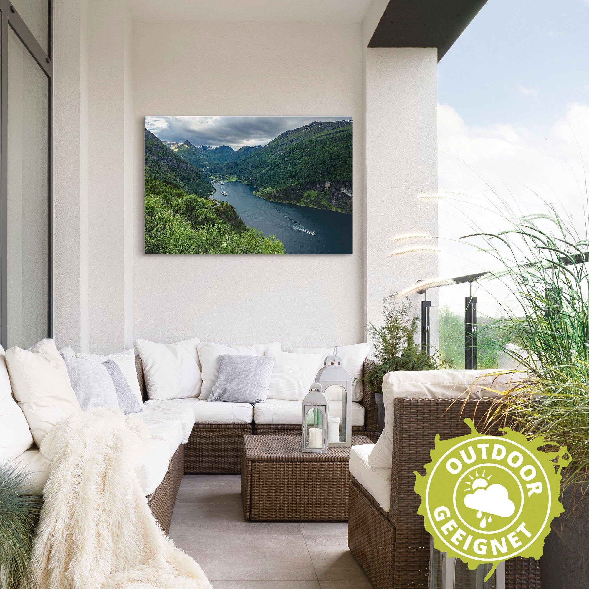 Artland Wandbild Blick auf den Geirangerfjord Norwegen, Küste (1 St), als Alubild, Leinwandbild in verschied. Größen