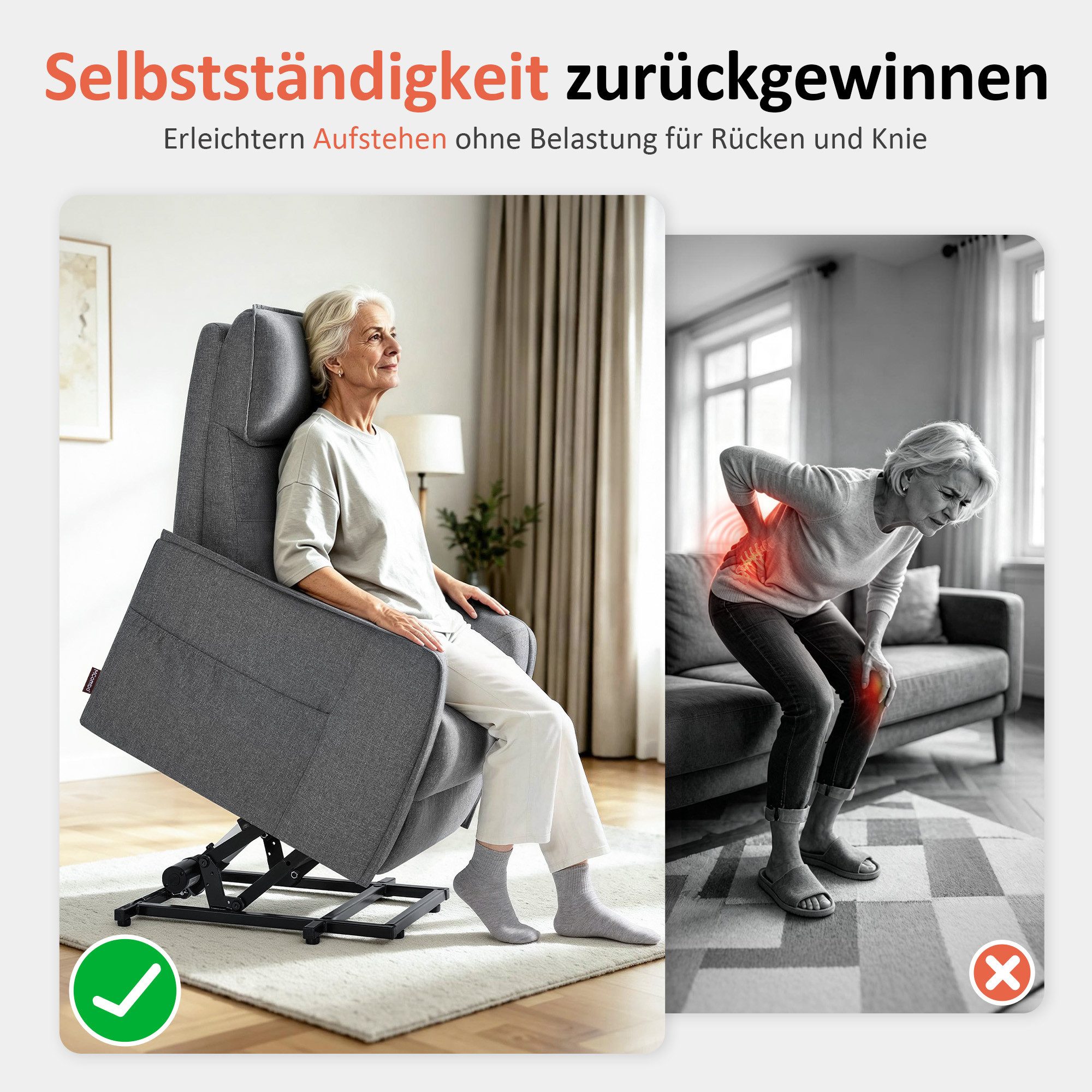 MCombo Relaxsessel M MCombo Fernsehsessel mit Aufstehhilfe Elektrisch 7027 (Fernsehsessel mit Aufstehhilfe), Massage & Heizung, Seniorensessel, Stoff – Bild 5 von 5