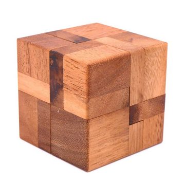 ROMBOL Denkspiele Spiel, Knobelspiel 6 pieces cube - Entwirre das 3D-Puzzle mit 6 Teilen, Holzspiel