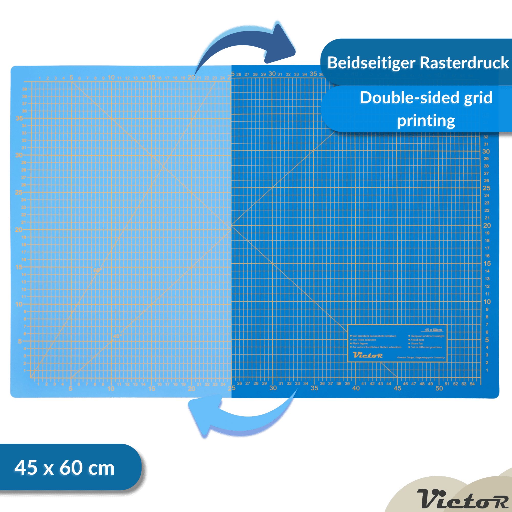 Victor (Zenith) Schneideunterlage Schneidematte 3-lagig, selbstheilend, rutschsicherer Oberfläche und beidseitgen Rasterdruck – Bild 4 von 5