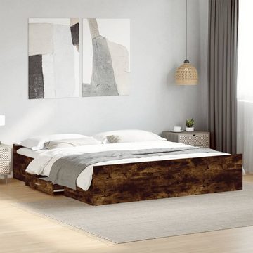 vidaXL Bett Bettgestell mit Schubladen Räuchereiche 200x200cm Holzwerkstoff