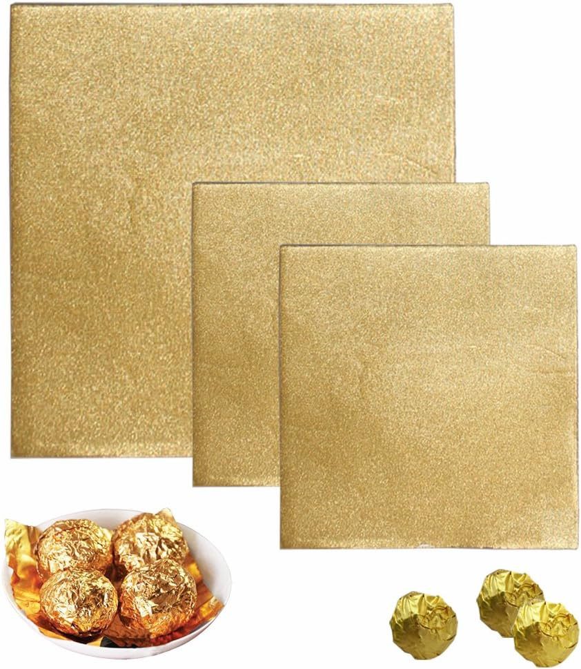 Packpapier 300er Goldfolie Set 10cm und 15cm für Schokoladen Verpackung