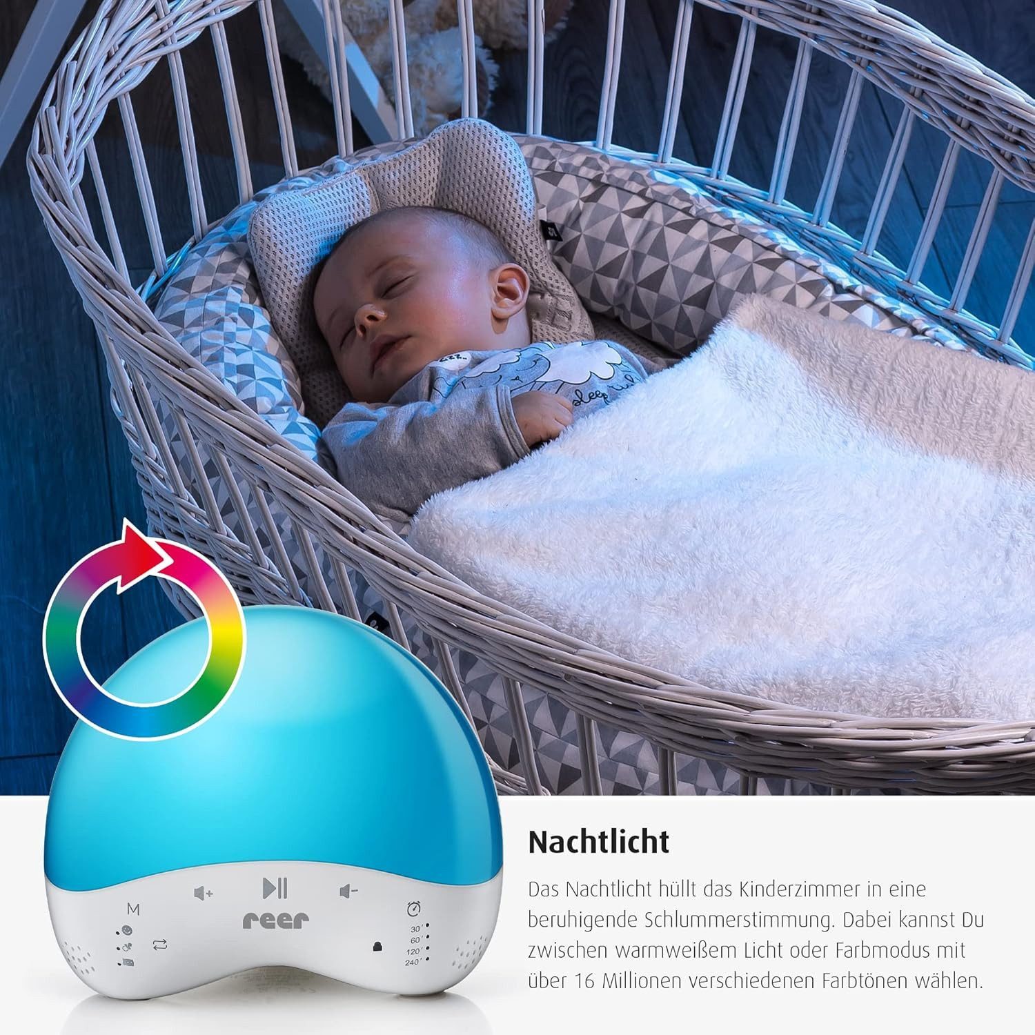 Reer Smart Nachtlicht Einschlaflicht Kindernachlicht Sclhaflicht Nachtlampe Smarte Lampe, Nachtlicht