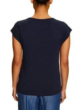 Esprit T-Shirt T-Shirt mit V-Ausschnitt, 100 % Baumwolle (1-tlg)